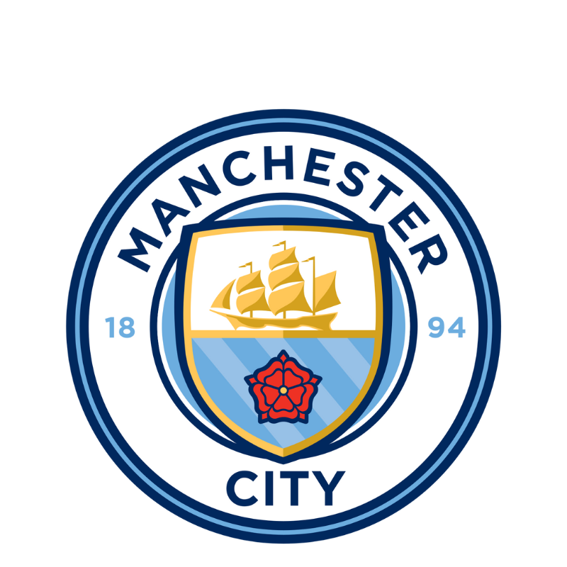 Official Manchester City logo featuring a ship and red rose for Manchester City jerseys collection