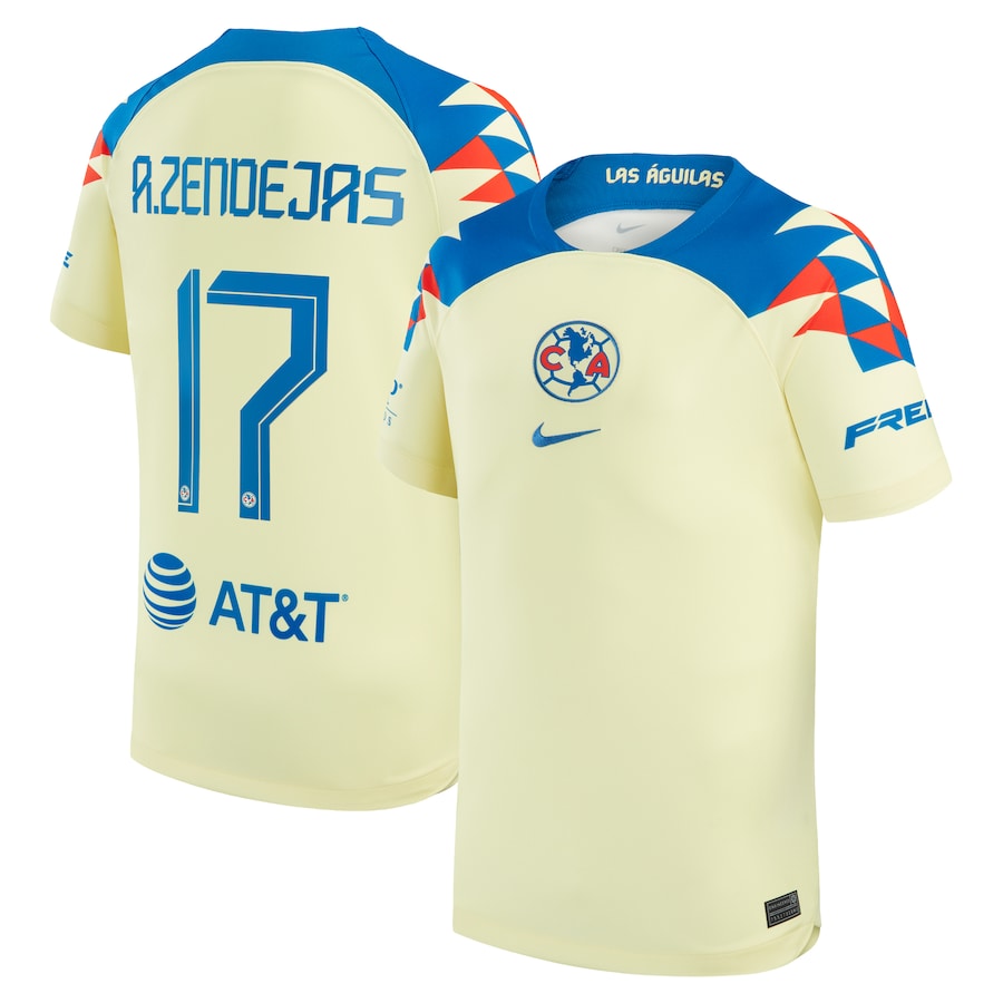 Alejandro Zendejas Club America Nike Home 2023/24 Jersey - Yellow