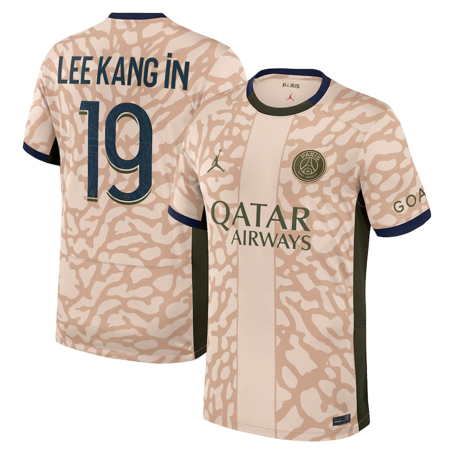 Lee Kang In Paris Saint-Germain Jordan Brand 2023/24 Fourth Stadium Player Jersey – Tan