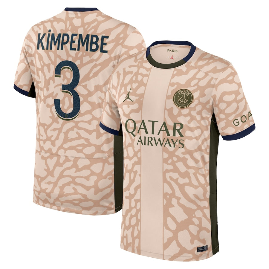 Presnel Kimpembe Paris Saint-Germain Jordan Brand 2023/24 Fourth Stadium Player Jersey – Tan
