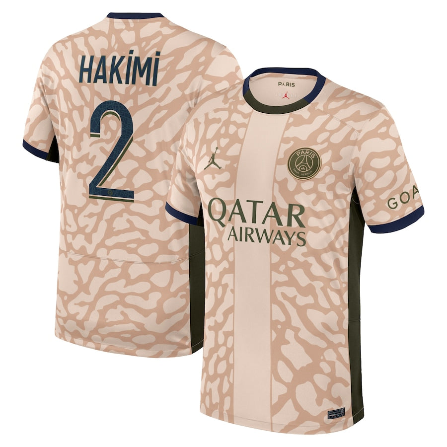 Achraf Hakimi Paris Saint-Germain Jordan Brand 2023/24 Fourth Stadium Player Jersey – Tan