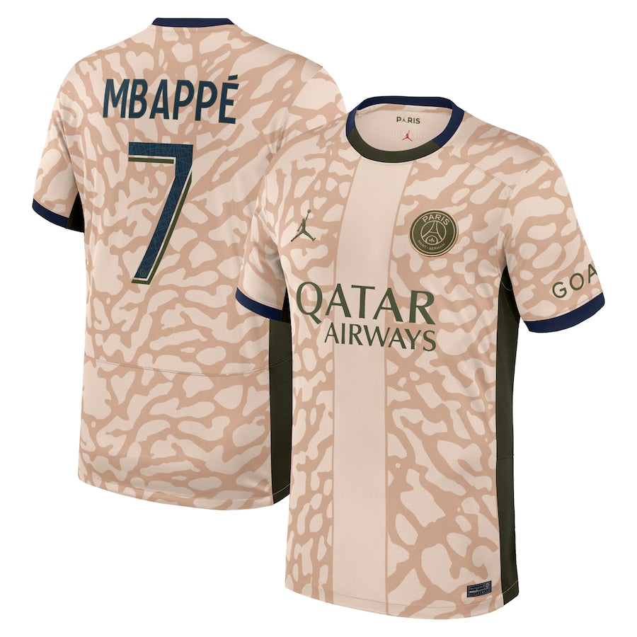 Kylian Mbappe Paris Saint-Germain Jordan Brand 2023/24 Fourth Stadium Player Jersey – Tan