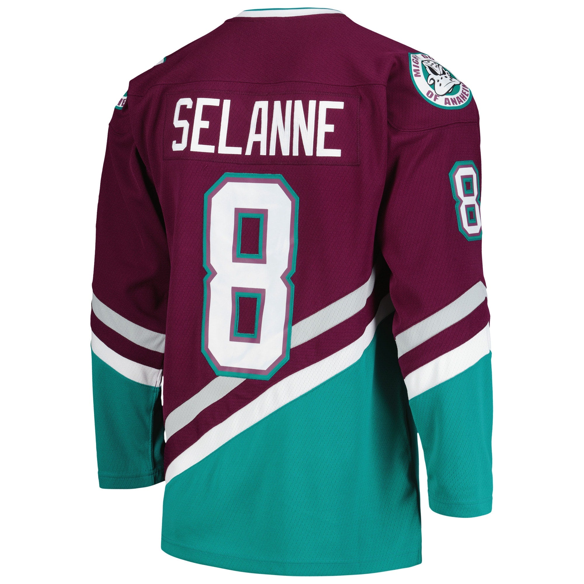 Teemu Selanne Anaheim Ducks Mitchell & Ness 1996/97 Alternate Captain Patch Blue Line Player Jersey - Purple