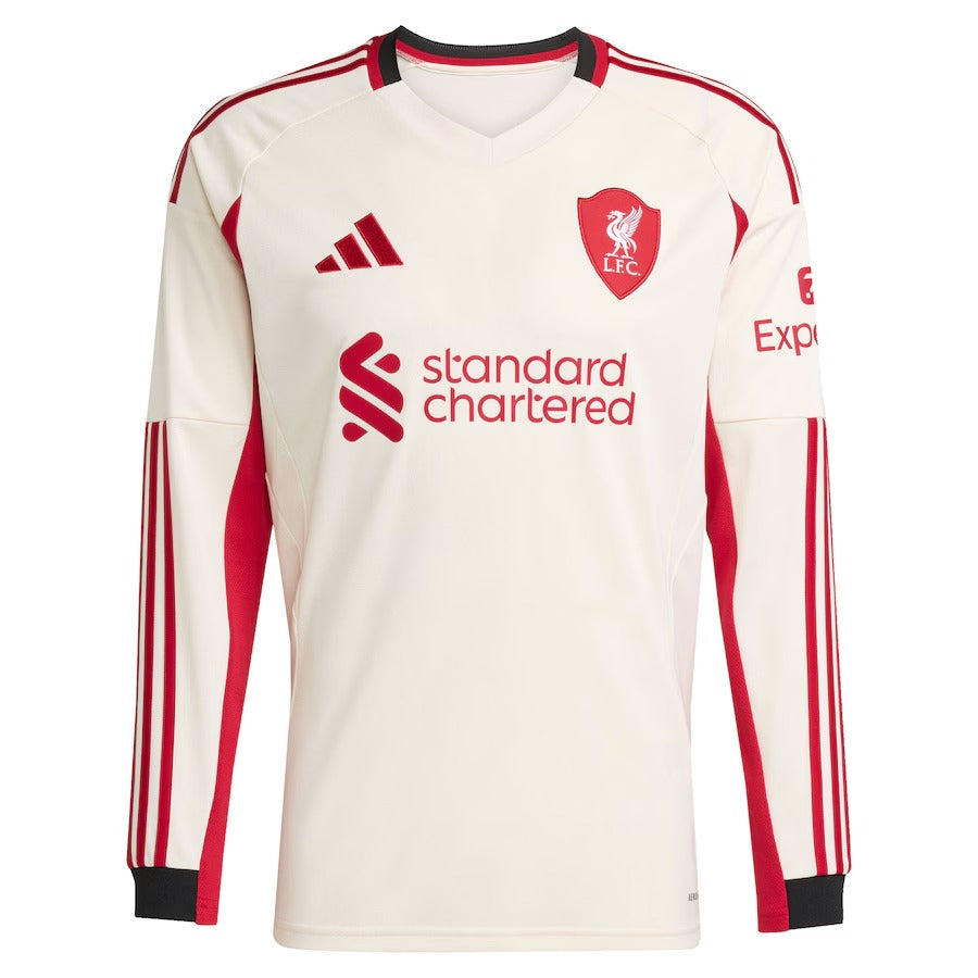 Darwin Núñez Liverpool adidas 2025/26 Away Long Sleeve Player Jersey - White