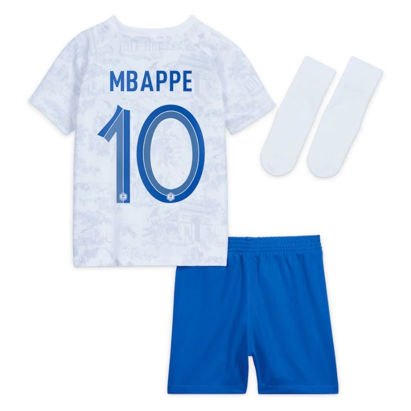 France Away Kit 2022 - Kids - Kylian Mbappé 10 Jersey - White