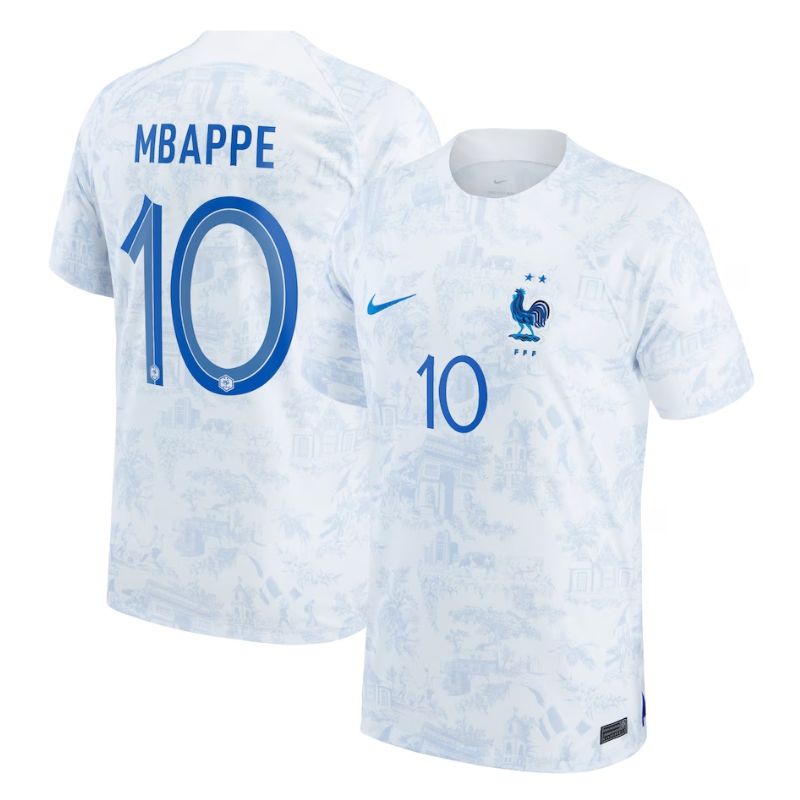 France Away  Shirt 2022 - Kylian Mbappé 10 Player Jersey - White