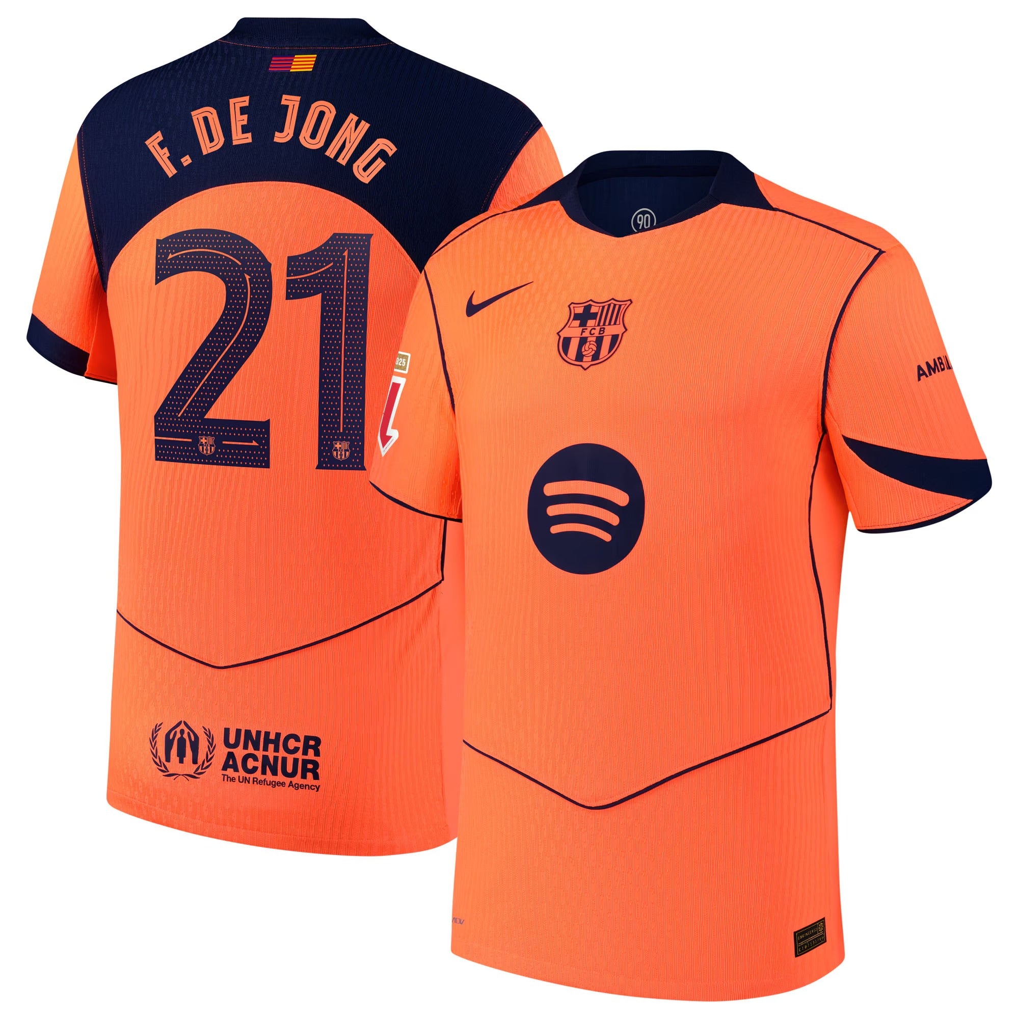 Frenkie de Jong Barcelona Nike 2025/26 Third Player Jersey - Orange