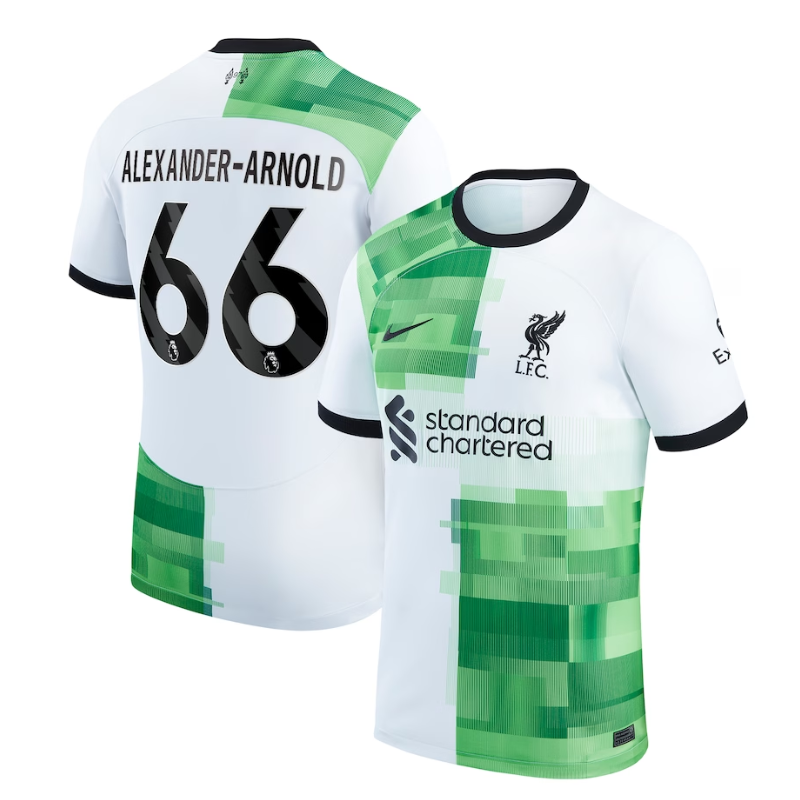 Liverpool Away Shirt - 2023-24 with Alexander-Arnold 66 printing Jersey - White