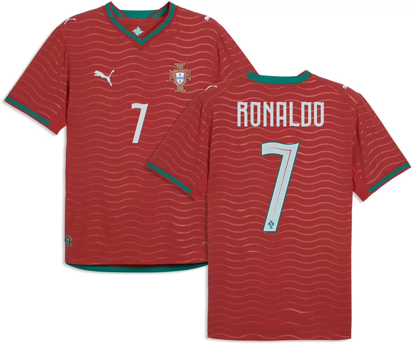 PUMA Portugal National Team 2026 Home Player Edition Jersey – Cristiano Ronaldo #7 – Red/Gold/Green