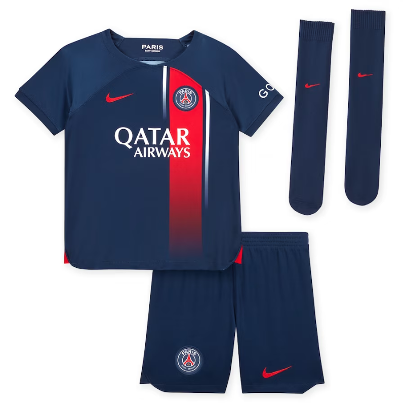 Paris Saint-Germain Team Home Kit 2023-24 - Little Kids Custom Jersey - Blue - Jersey Teams World