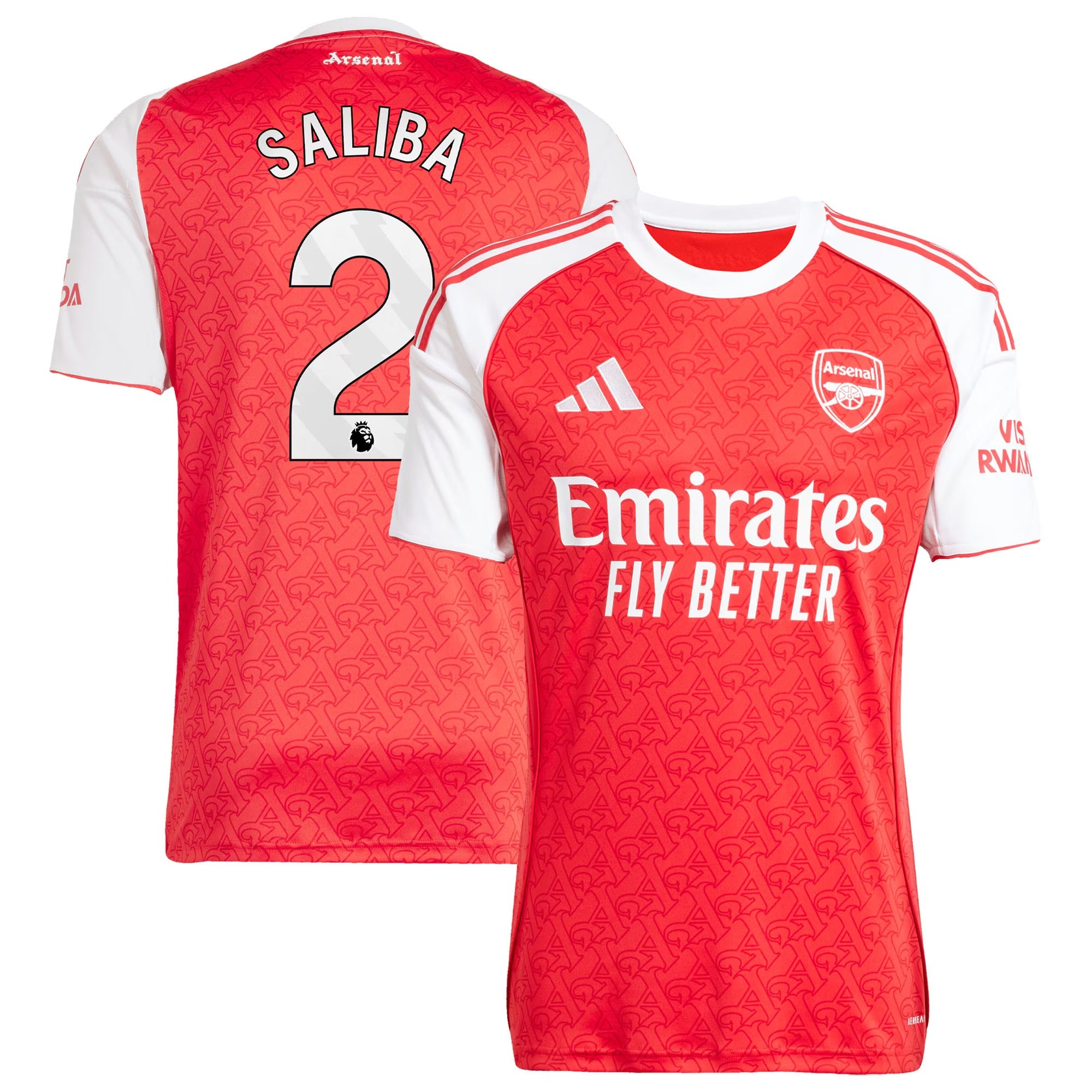 William Saliba Arsenal adidas 2025/26 Home Player Jersey - Red