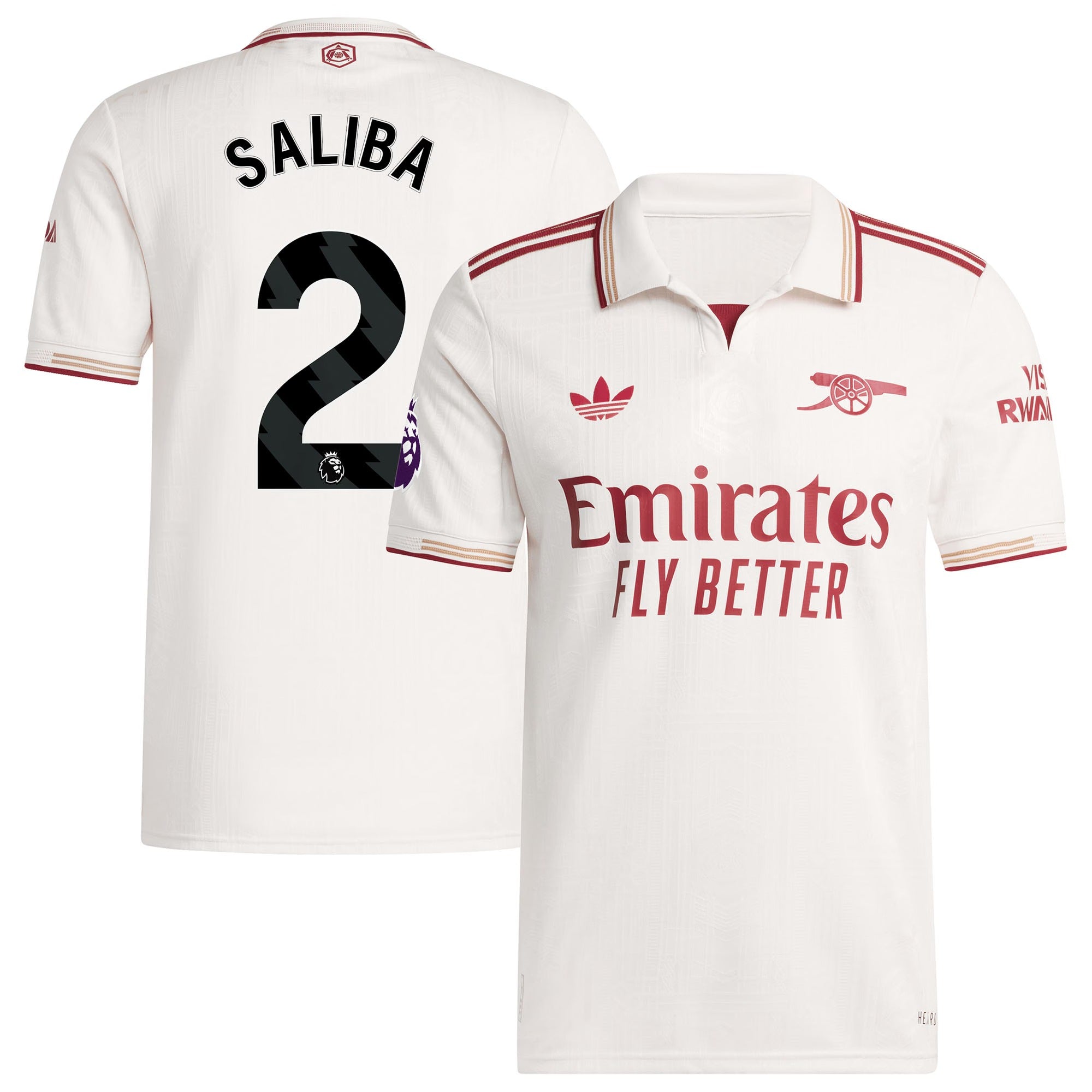 William Saliba Arsenal adidas 2025/26 Third Player Jersey - White
