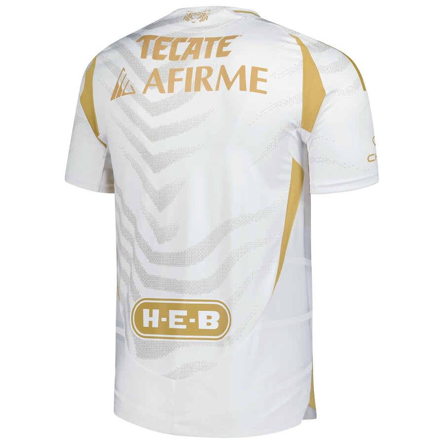 adidas Tigres UANL 2024 25 jersey white and gold with sponsor logos on back