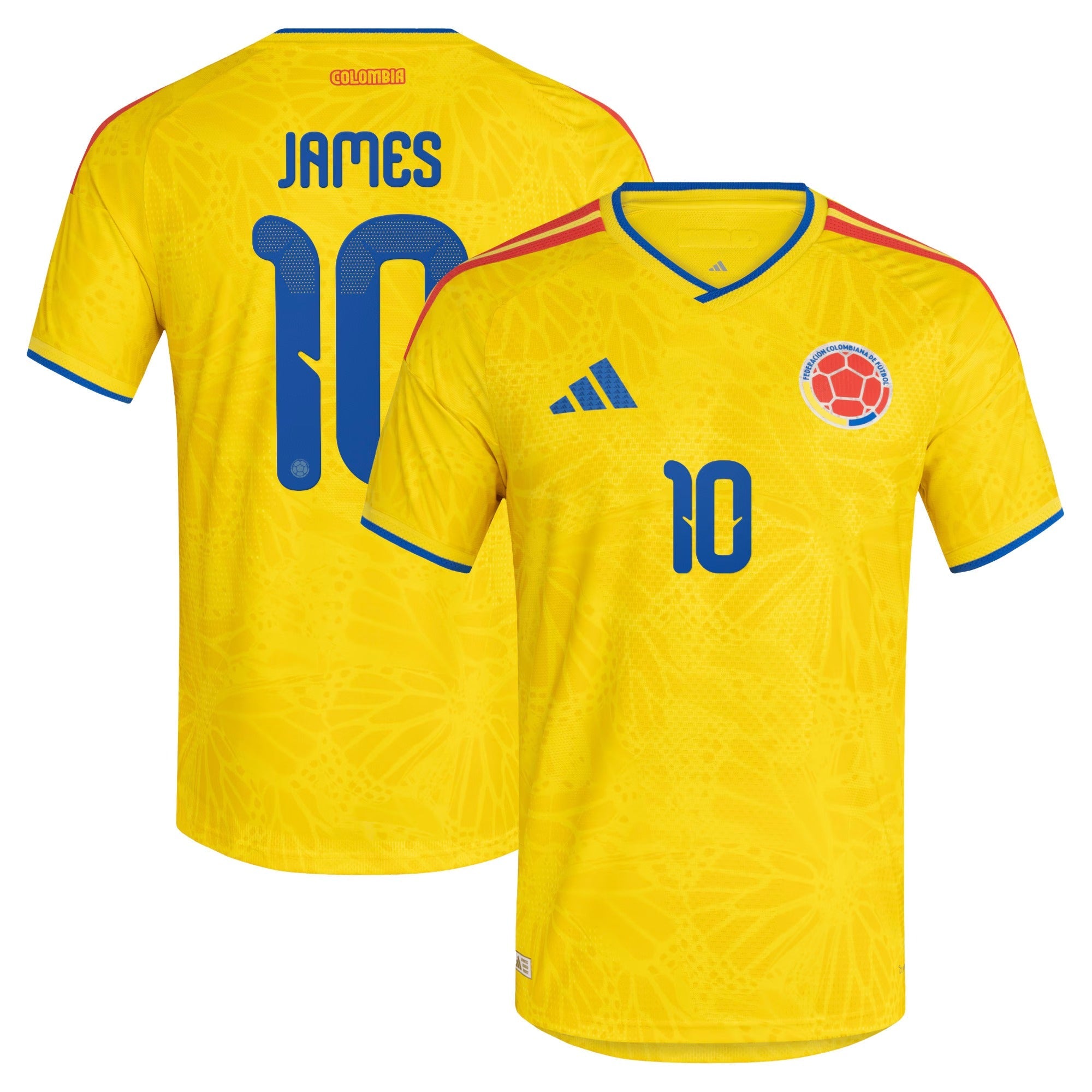 adidas Colombia National Team 2026 Home Player Edition Jersey – James Rodriguez #10 – Yellow