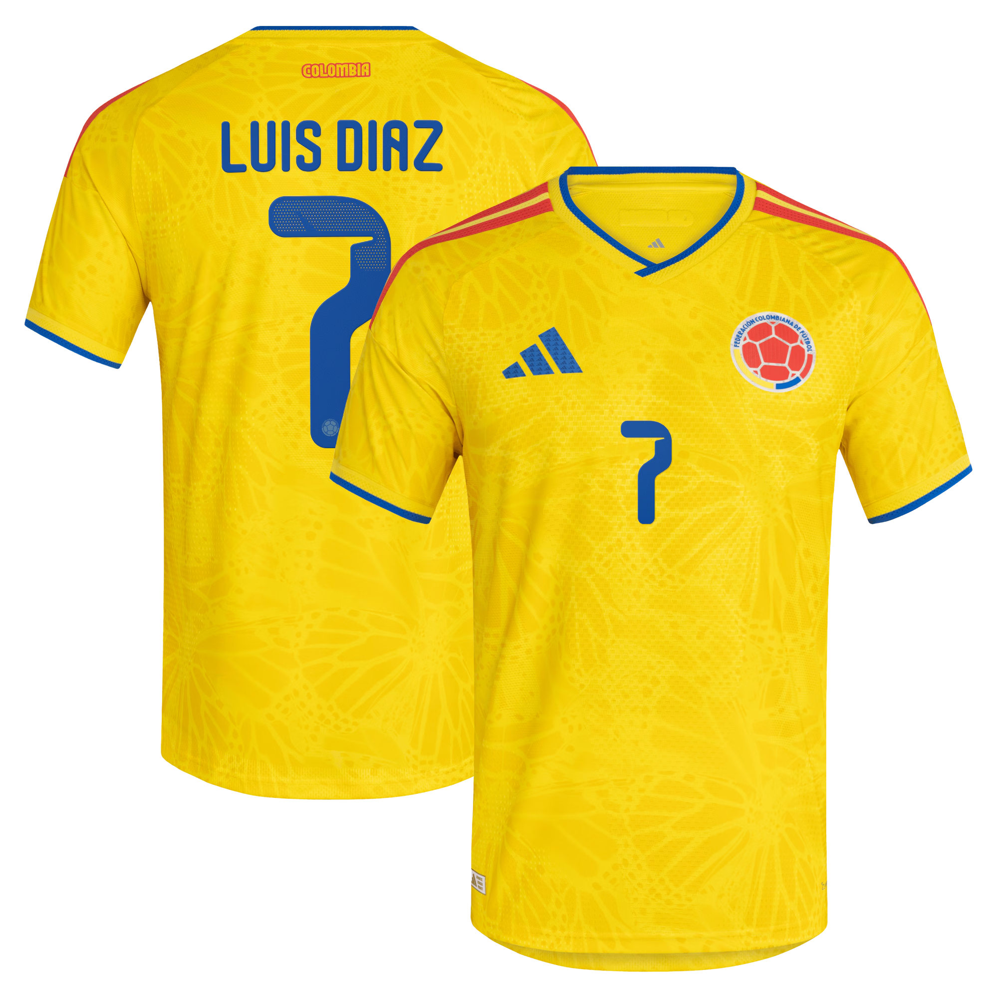 adidas Colombia National Team 2026 Home Player Edition Jersey – Luis Diaz #7 – Yellow