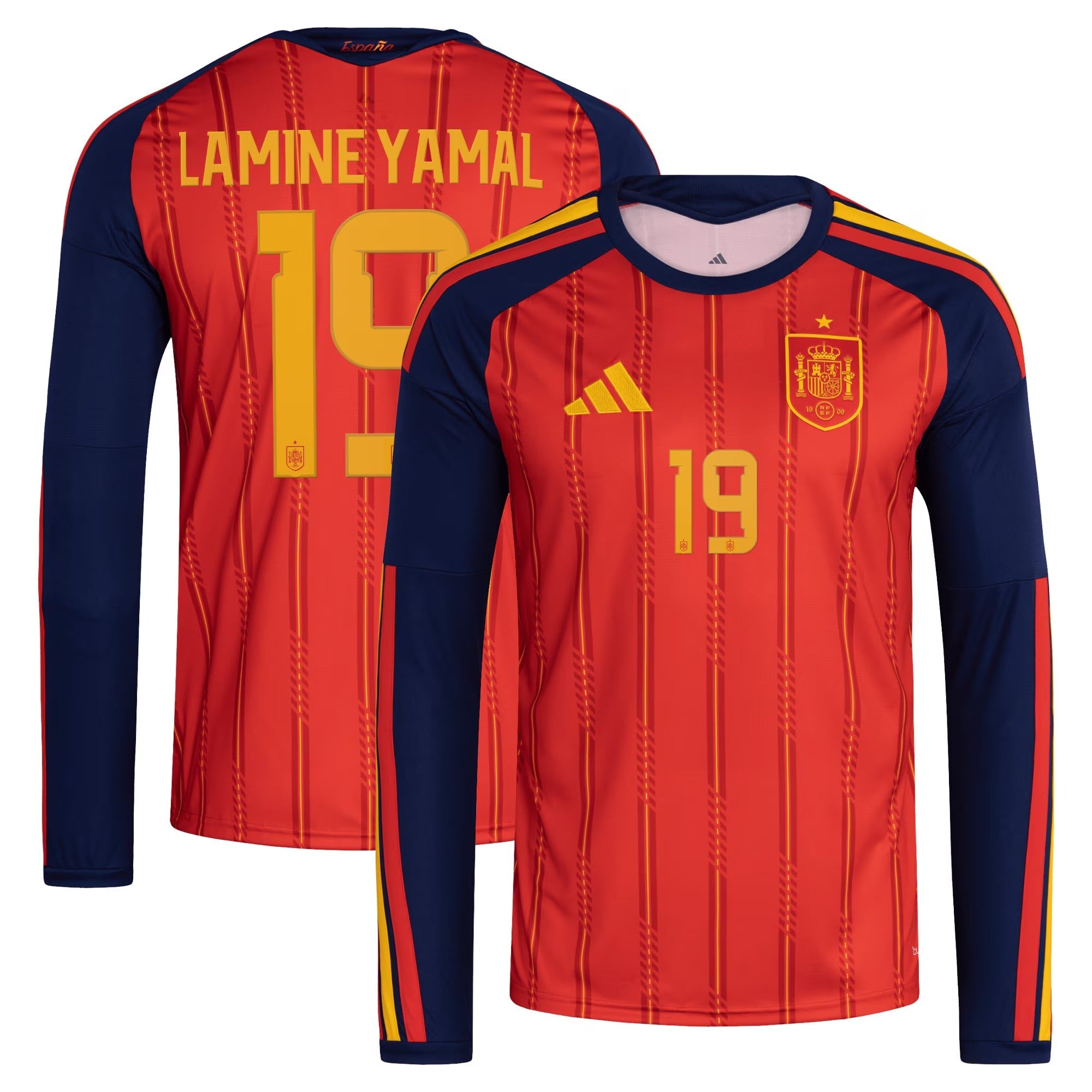 adidas Spain National Team 2026 Home Supporter Edition Long Sleeve Jersey – Lamine Yamal #19 – Red - Jersey Teams World