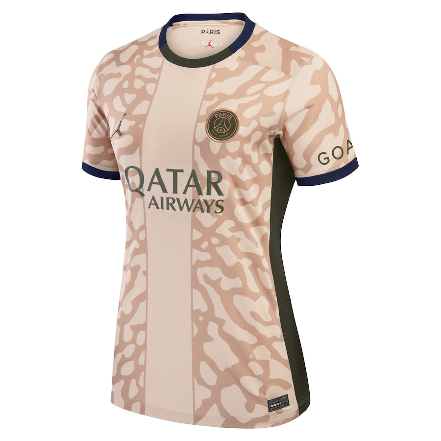 Kylian Mbappe Paris Saint-Germain Jordan Brand Women's 2023/24 Fourth Stadium Player Jersey – Tan