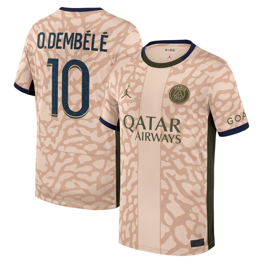 Ousmane Dembélé Paris Saint-Germain Jordan Brand 2023/24 Fourth Stadium Player Jersey – Tan