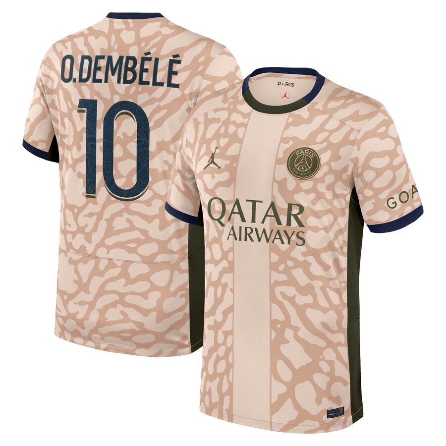 Ousmane Dembélé Paris Saint-Germain Jordan Brand 2023/24 Fourth Stadium Player Jersey – Tan