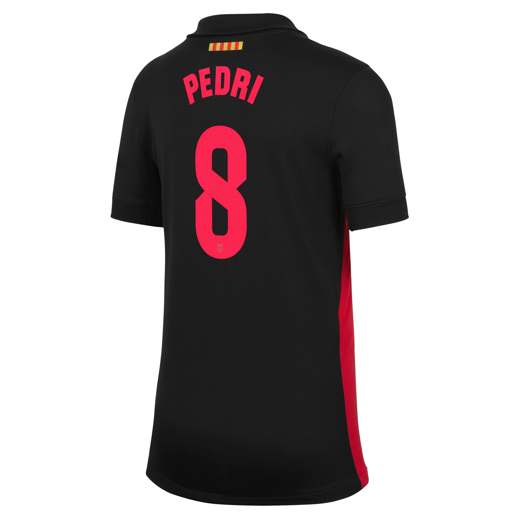 Nike Pedri Barcelona away jersey 2025 in black with red number 8 and name on the back