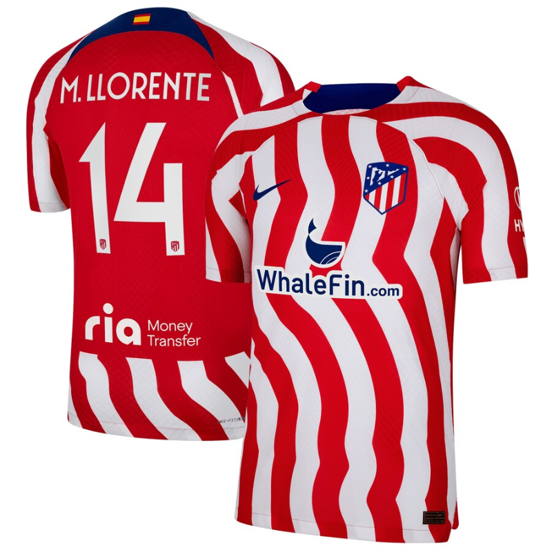 Atlético de Madrid Metropolitano Home Unisex Shirt 2023 with M. Llorente 14 printing - Jersey Teams World