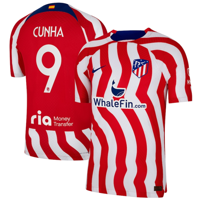 Atlético de Madrid Metropolitano Home Unisex Shirt 2023 with Cunha 9 printing - Jersey Teams World