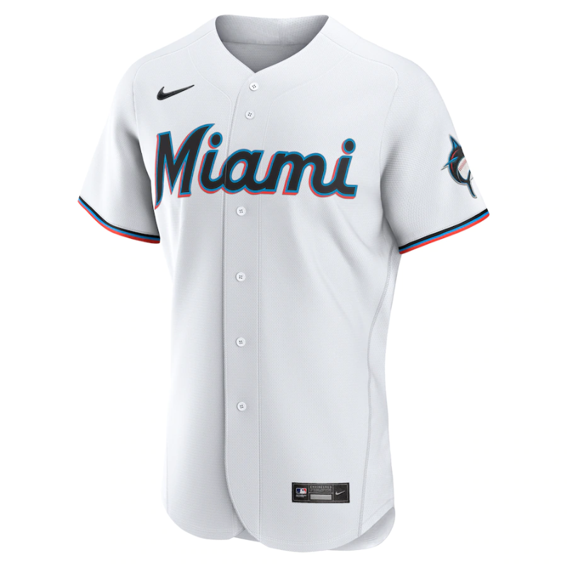 Miami Marlins Team 2022 White Home Custom Jersey Unisex Pro Official - Jersey Teams World