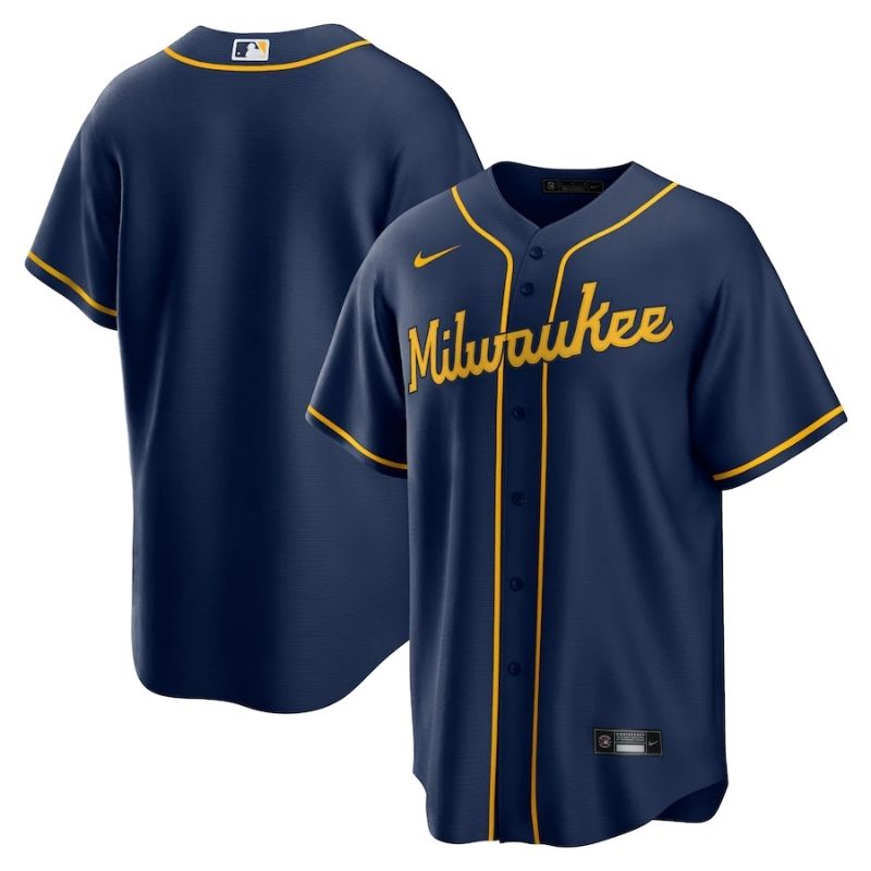 Milwaukee Brewers Team 2022 Home Custom Jersey Unisex Pro Official - Navy - Jersey Teams World
