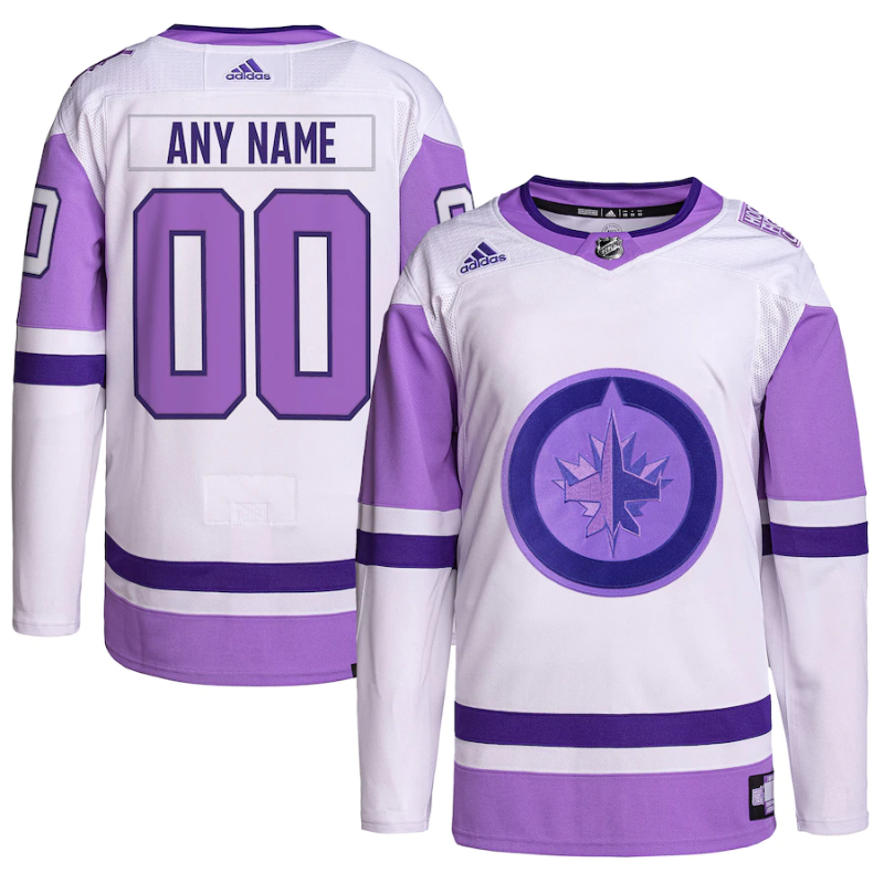 Winnipeg Jets Hockey Fights Cancer Primegreen Custom Jersey White Pur