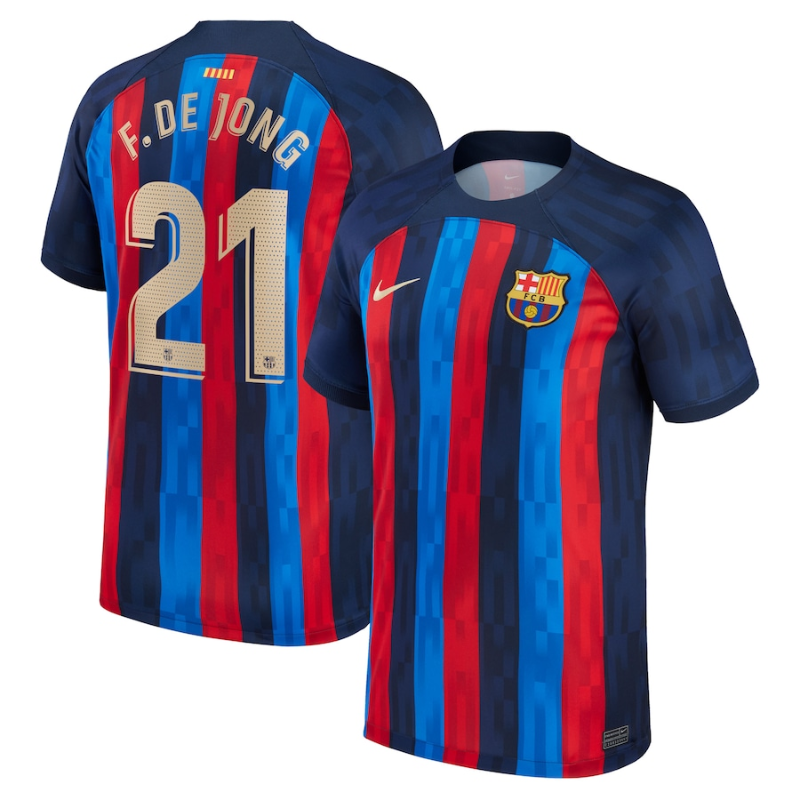 Barcelona Home Stadium Unisex Shirt 2023 with F. De Jong 21 printing - - Jersey Teams World