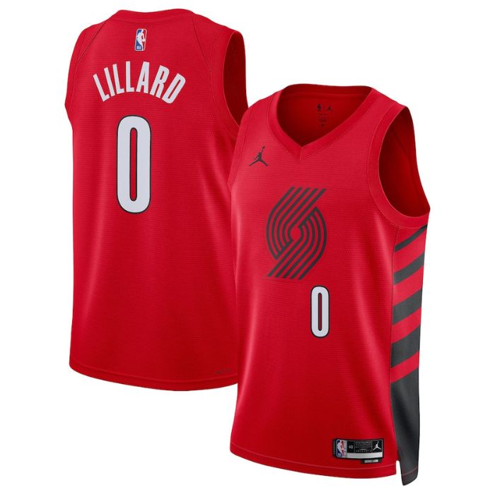 Damian Lillard Portland Trail Blazers 2023 Statement Edition Swingman Jersey - Red - Jersey Teams World