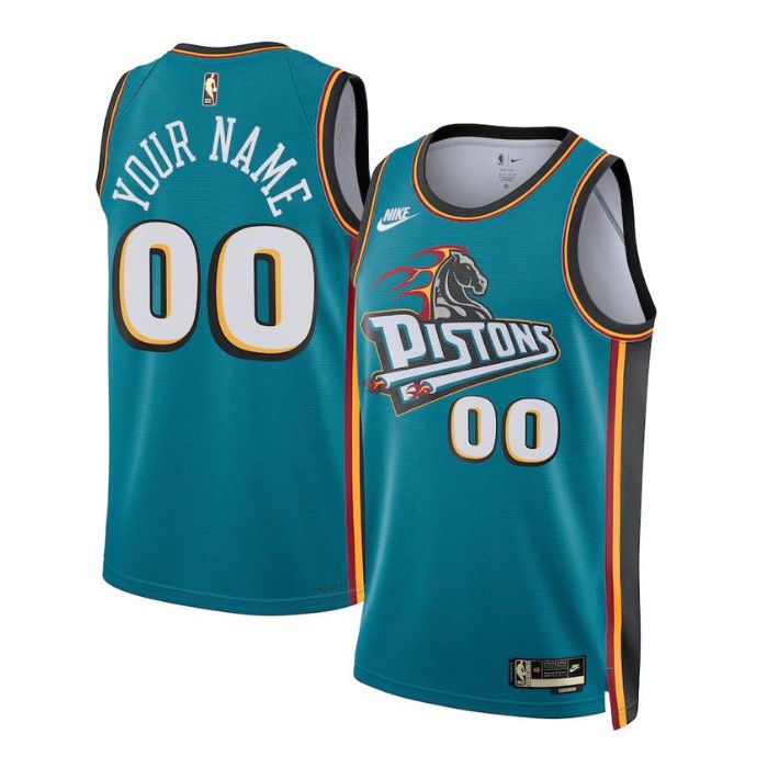Detroit Pistons Unisex 2023 Custom Swingman Pro Custom Jersey - Classic Edition - Teal - Jersey Teams World