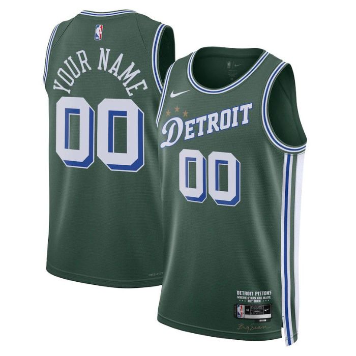Detroit Pistons Unisex 2023 Swingman Custom Pro Official Jersey - City Edition - Green - Jersey Teams World