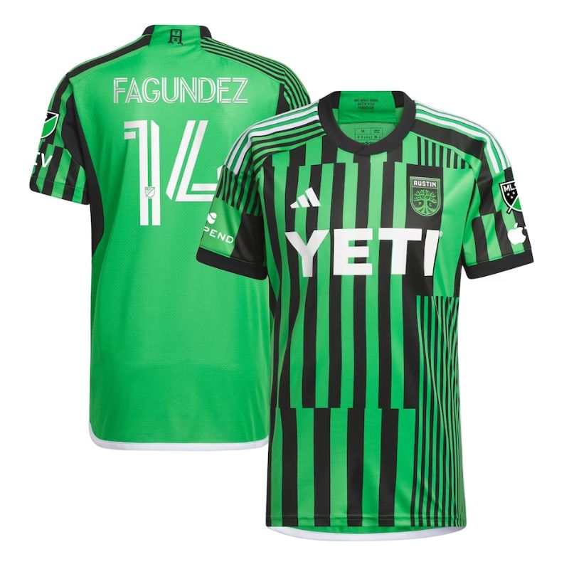Diego Fagundez Austin FC Unisex Shirt 2023 Las Voces Kit Player Jersey - Green - Jersey Teams World