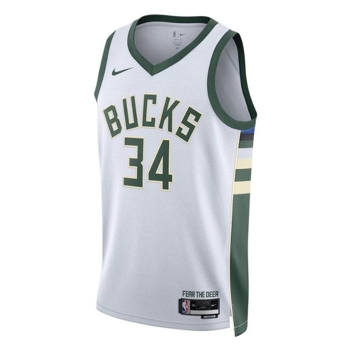 Giannis Antetokounmpo Milwaukee Bucks Unisex 2023 Swingman Jersey - Association Edition - White - Jersey Teams World