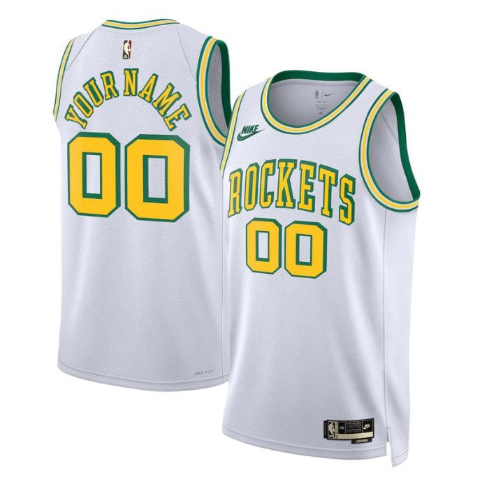 Houston Rockets Unisex 2023 Customized Swingman Pro Jersey - Classic Edition - White - Jersey Teams World