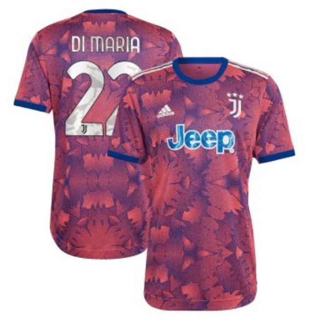 Juventus Third Shirt 2022-23 with Player Di Maria 22 printing Unisex Jersey – Pink - Jersey Teams World