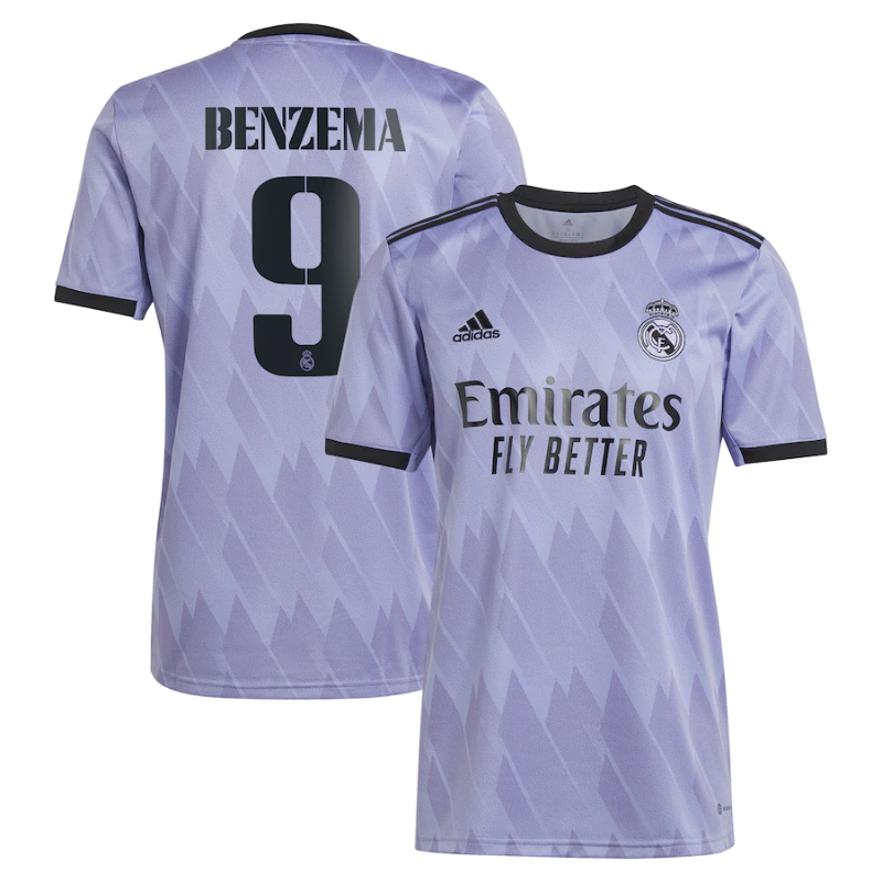 Karim Benzema 9 Real Madrid Unisex Shirt 2023 Away Player Jersey - Purple - Jersey Teams World