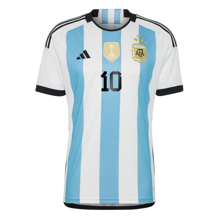 Lionel Messi 10 Argentina National Team 2022/23 Winner Player Jersey - White - Jersey Teams World