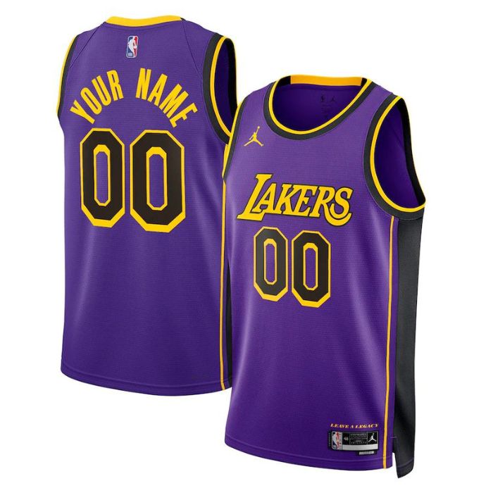 Los Angeles Lakers Unisex 2023 Swingman Custom Jersey - Statement Edition - Purple - Jersey Teams World