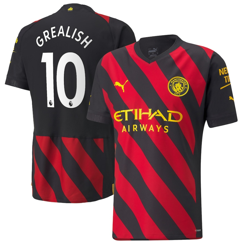 Manchester City Away Shirt 2022-23 with Grealish 10 printing Unisex Jersey - Jersey Teams World