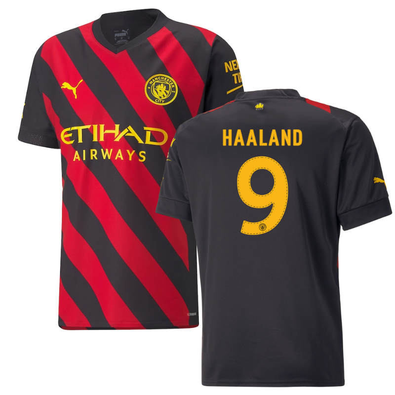 Manchester City Away Shirt 2022-23 with Haaland 9 printing Unisex Jersey Pro - Jersey Teams World