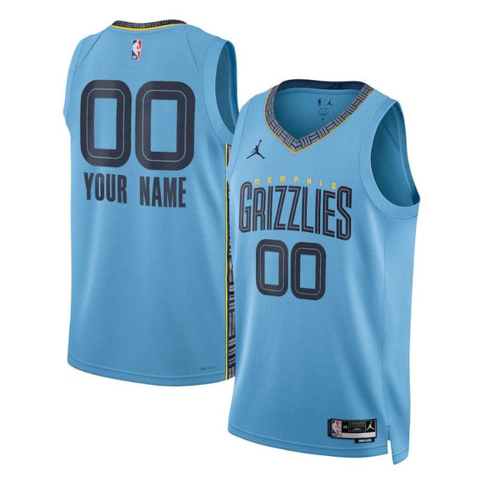 Memphis Grizzlies Unisex 2023 Swingman Custom Jersey - Statement Edition - Blue - Jersey Teams World