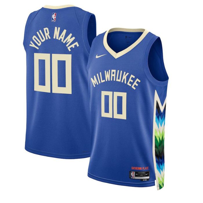 Milwaukee Bucks Unisex 2023 Swingman Custom Jersey - City Edition - Royal - Jersey Teams World