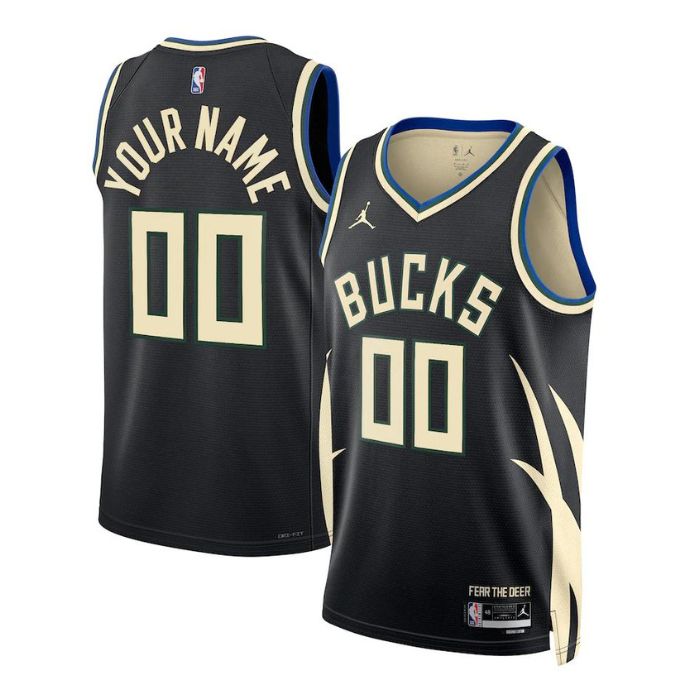 Milwaukee Bucks Unisex 2023 Swingman Custom Pro Jersey - Statement Edition - Black - Jersey Teams World