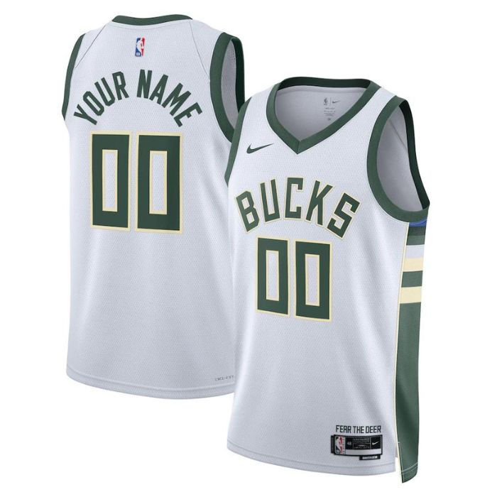 Milwaukee Bucks Unisex 2023 Swingman Customized Jersey White - Association Edition - Jersey Teams World