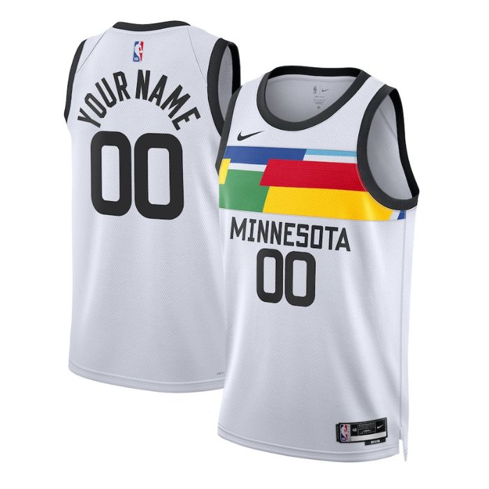 Minnesota Timberwolves Unisex 2023 Swingman Custom Jersey - City Edition - White - Jersey Teams World