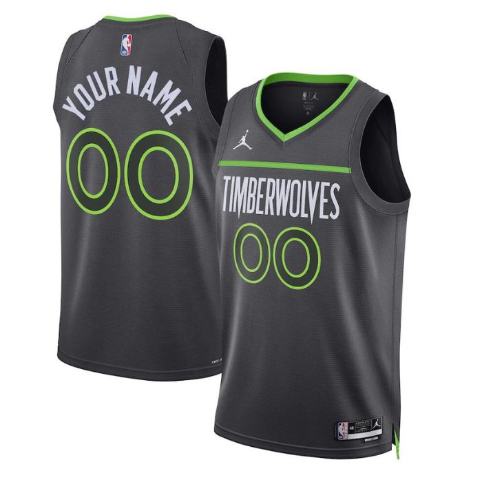 Minnesota Timberwolves Unisex 2023 Swingman Custom Pro Official Jersey - Statement Edition - Black - Jersey Teams World