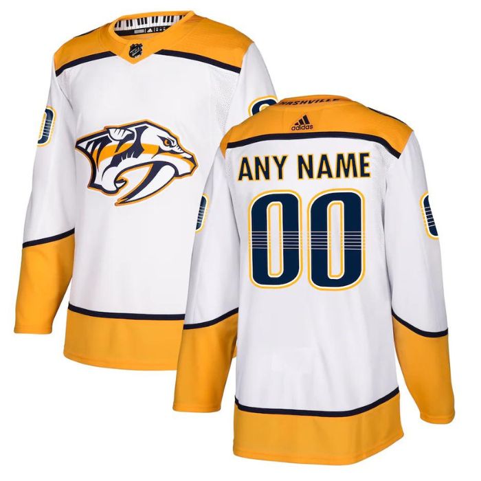 Nashville Predators Unisex Away Personalized Pro Jersey - White - Jersey Teams World