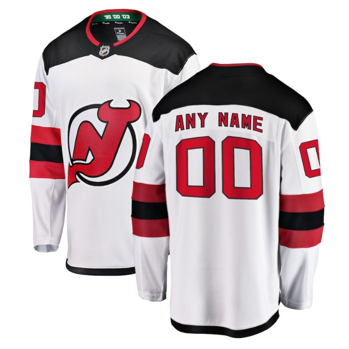 New Jersey Devils Unisex Away Breakaway Personalized Pro Jersey - White - Jersey Teams World